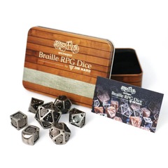 7pc RPG Set - DOTS Braille Hollow Metal - Silver Ingot